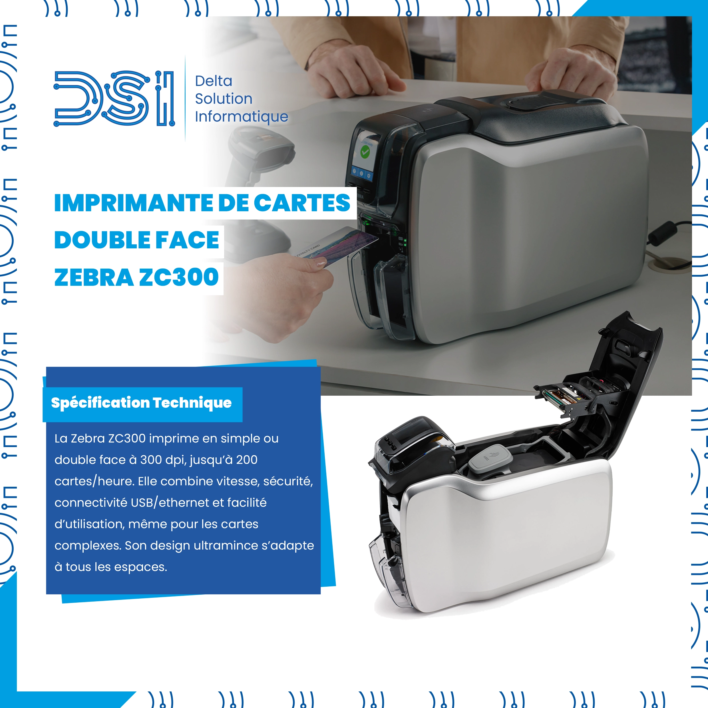 Imprimante De Cartes Double Face Zebra ZC300